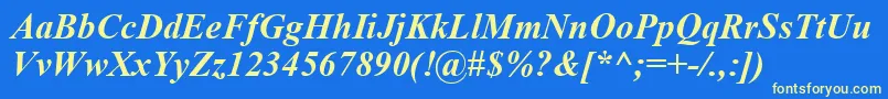 TimesNewRomanBoldItalic-Schriftart – Gelbe Schriften auf blauem Hintergrund