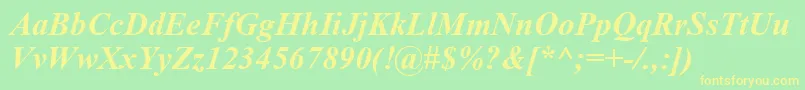 TimesNewRomanBoldItalic-Schriftart – Gelbe Schriften auf grünem Hintergrund