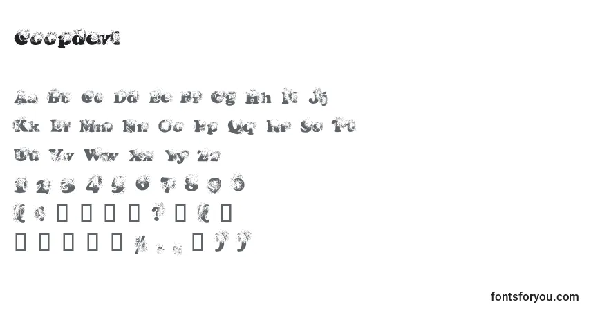 A fonte Coopdevi – alfabeto, números, caracteres especiais