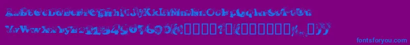 Coopdevi-Schriftart – Blaue Schriften auf violettem Hintergrund