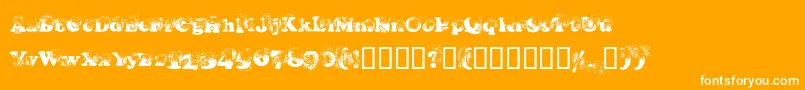 Coopdevi-Schriftart – Weiße Schriften auf orangefarbenem Hintergrund