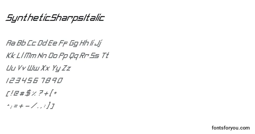 Schriftart SyntheticSharpsItalic – Alphabet, Zahlen, spezielle Symbole