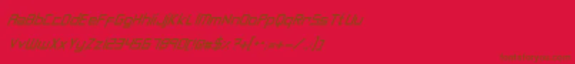 Шрифт SyntheticSharpsItalic – коричневые шрифты на красном фоне