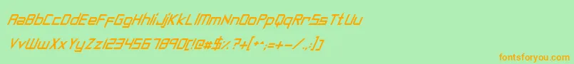 SyntheticSharpsItalic-Schriftart – Orangefarbene Schriften auf grünem Hintergrund