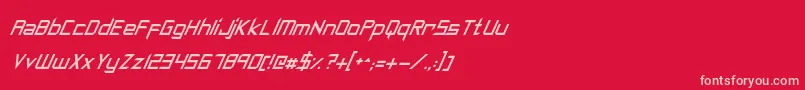 Czcionka SyntheticSharpsItalic – różowe czcionki na czerwonym tle
