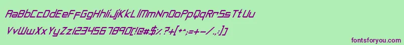 フォントSyntheticSharpsItalic – 緑の背景に紫のフォント