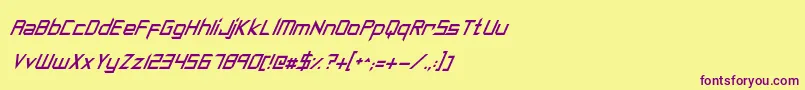 SyntheticSharpsItalic-Schriftart – Violette Schriften auf gelbem Hintergrund