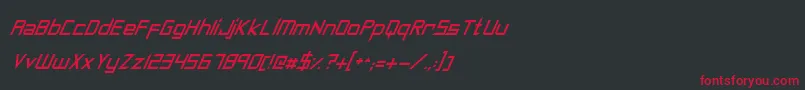 フォントSyntheticSharpsItalic – 黒い背景に赤い文字