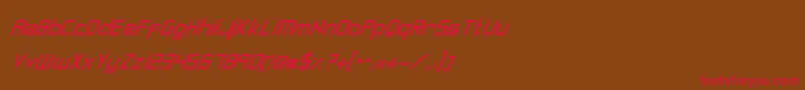 SyntheticSharpsItalic-fontti – punaiset fontit ruskealla taustalla