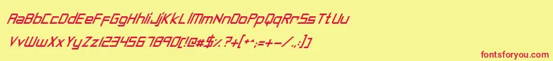 SyntheticSharpsItalic-Schriftart – Rote Schriften auf gelbem Hintergrund