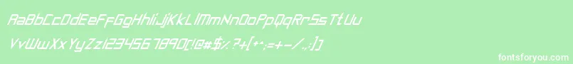 Fonte SyntheticSharpsItalic – fontes brancas em um fundo verde