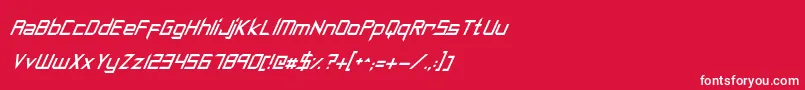 フォントSyntheticSharpsItalic – 赤い背景に白い文字