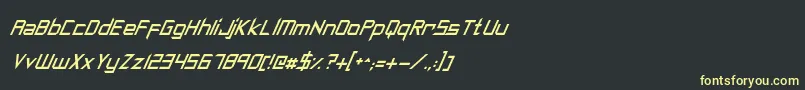 フォントSyntheticSharpsItalic – 黒い背景に黄色の文字