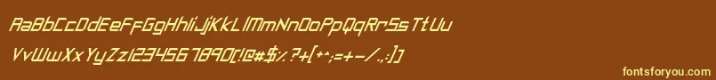 フォントSyntheticSharpsItalic – 黄色のフォント、茶色の背景