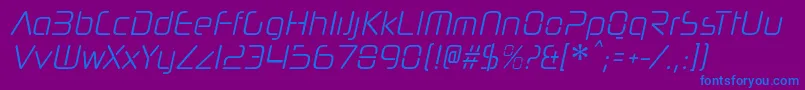 フォントNeuropolnovacdltItalic – 紫色の背景に青い文字