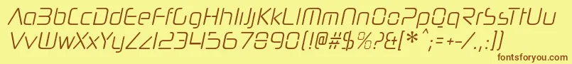 Fonte NeuropolnovacdltItalic – fontes marrons em um fundo amarelo