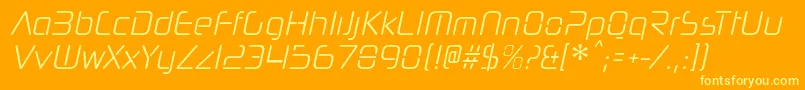 Fonte NeuropolnovacdltItalic – fontes amarelas em um fundo laranja