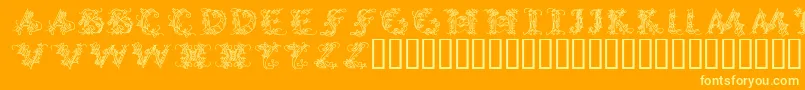 Callpgm-Schriftart – Gelbe Schriften auf orangefarbenem Hintergrund