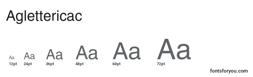 Размеры шрифта Aglettericac