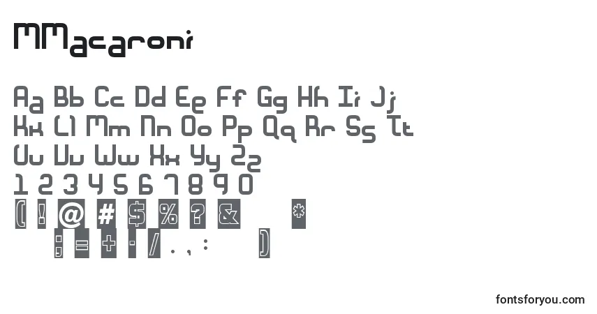 Schriftart MMacaroni – Alphabet, Zahlen, spezielle Symbole