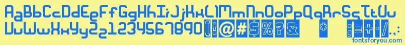 MMacaroni Font – Blue Fonts on Yellow Background