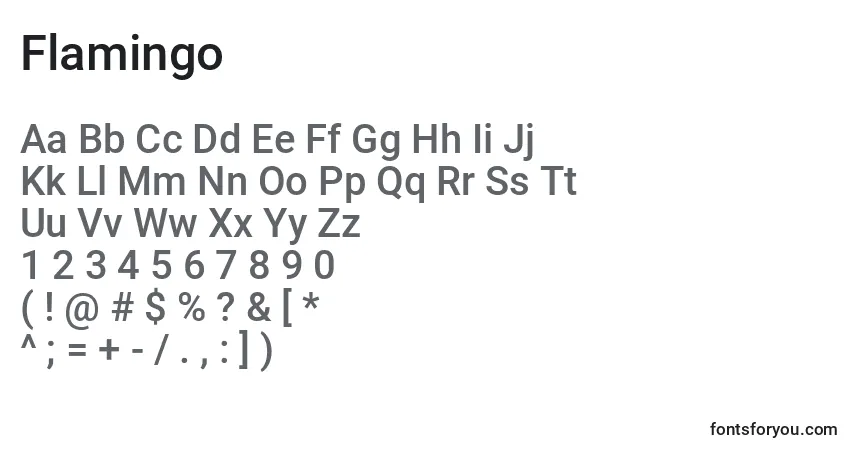 Fuente Flamingo - alfabeto, números, caracteres especiales