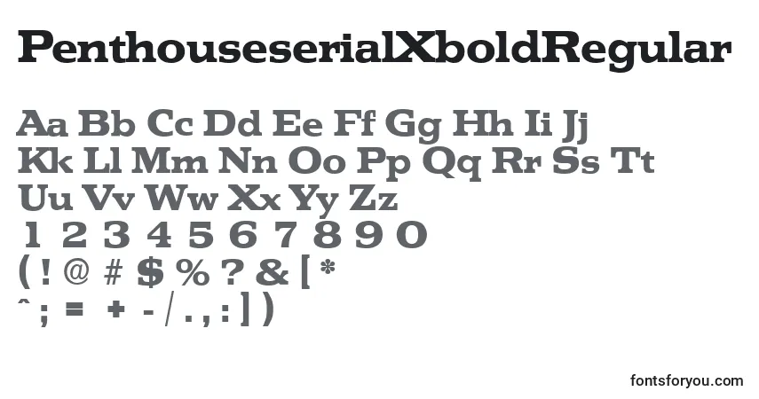 A fonte PenthouseserialXboldRegular – alfabeto, números, caracteres especiais