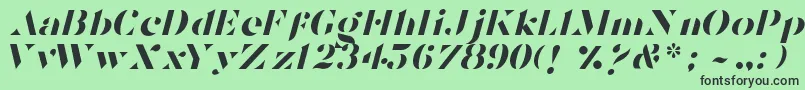 TostadaItalic-fontti – mustat fontit vihreällä taustalla