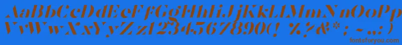 TostadaItalic-fontti – ruskeat fontit sinisellä taustalla