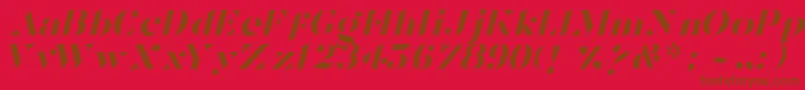 TostadaItalic-fontti – ruskeat fontit punaisella taustalla