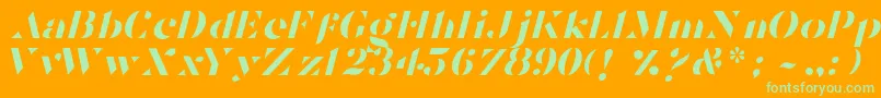 TostadaItalic-fontti – vihreät fontit oranssilla taustalla