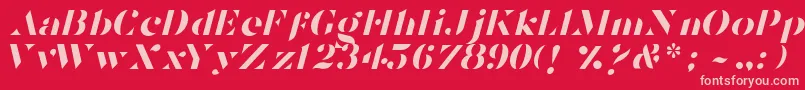 Шрифт TostadaItalic – розовые шрифты на красном фоне