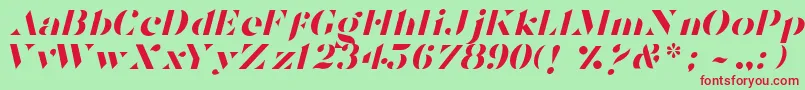 TostadaItalic-fontti – punaiset fontit vihreällä taustalla