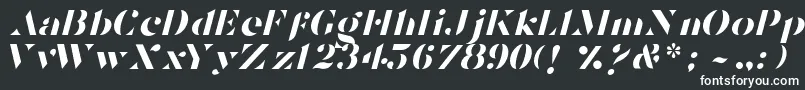TostadaItalic-fontti – valkoiset fontit mustalla taustalla