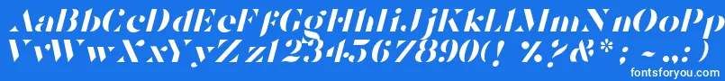 TostadaItalic-fontti – valkoiset fontit sinisellä taustalla