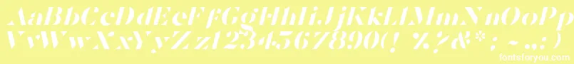 フォントTostadaItalic – 黄色い背景に白い文字