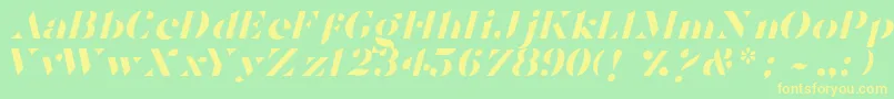 TostadaItalic-fontti – keltaiset fontit vihreällä taustalla