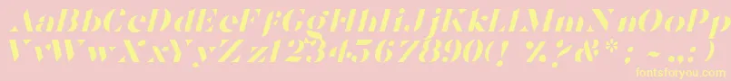 TostadaItalic-fontti – keltaiset fontit vaaleanpunaisella taustalla