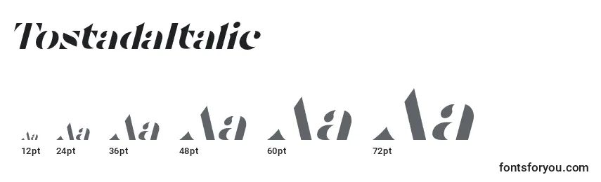 Размеры шрифта TostadaItalic