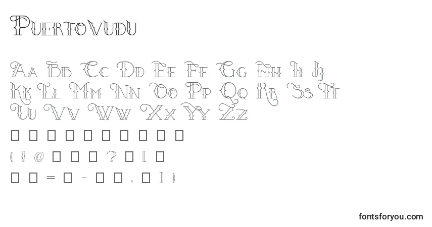 A fonte Puertovudu – alfabeto, números, caracteres especiais