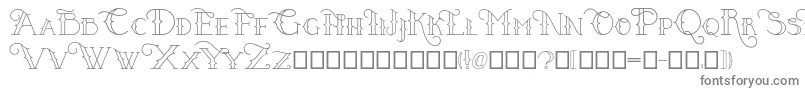 Puertovudu-fontti – harmaat kirjasimet valkoisella taustalla