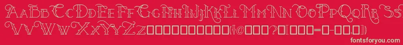 Puertovudu-Schriftart – Grüne Schriften auf rotem Hintergrund