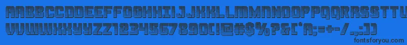 Thundertrooperchrome-Schriftart – Schwarze Schriften auf blauem Hintergrund