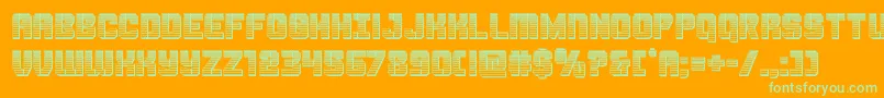 Thundertrooperchrome-Schriftart – Grüne Schriften auf orangefarbenem Hintergrund