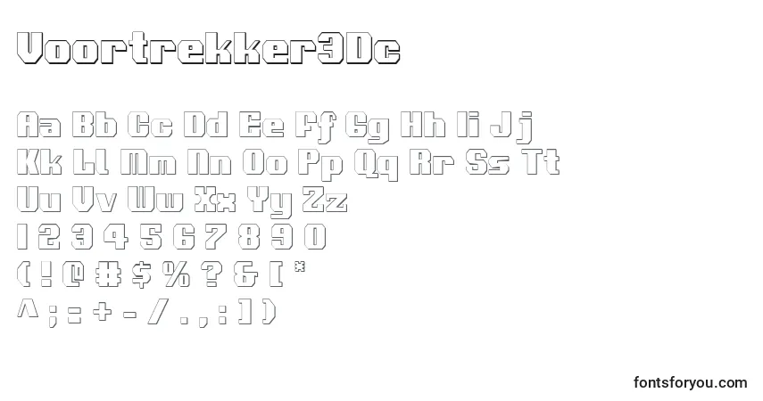 Voortrekker3Dc-fontti – aakkoset, numerot, erikoismerkit