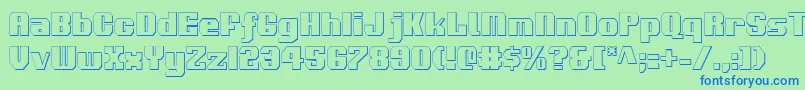 フォントVoortrekker3Dc – 青い文字は緑の背景です。