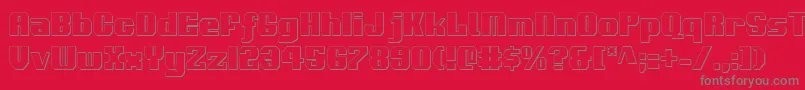 フォントVoortrekker3Dc – 赤い背景に灰色の文字