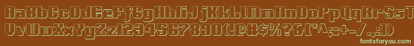 Voortrekker3Dc-fontti – vihreät fontit ruskealla taustalla