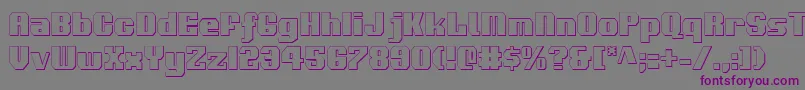 フォントVoortrekker3Dc – 紫色のフォント、灰色の背景