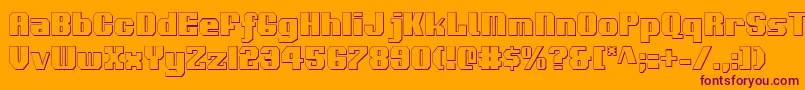Voortrekker3Dc-Schriftart – Violette Schriften auf orangefarbenem Hintergrund